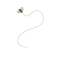 the bees are flying on the route. bee cartoon