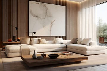 A premium and luxurious living room or lobby interior design with elegant home decor and wall decor