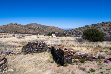 Arizona Fort Bowie ruins on a blue sky - obrazy, fototapety, plakaty