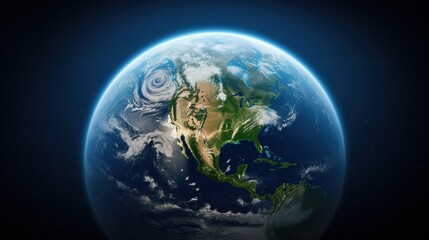 Fototapeta premium a picture of the earth taken from space with a blue background. generative ai