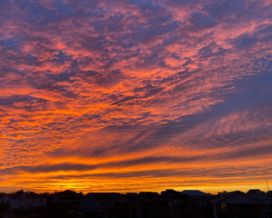 sunset over beach houses