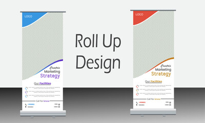 Corporate roll up template layout brochure leaflet-vector.
