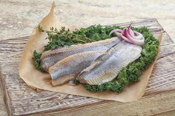 Marinated Herring fillet with onion