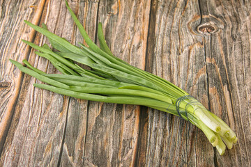 Raw young green onion heap