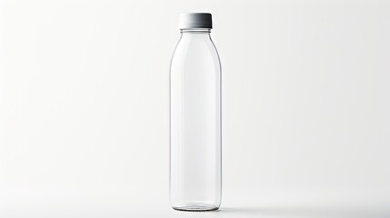  a glass bottle with a black cap on a white background.  generative ai