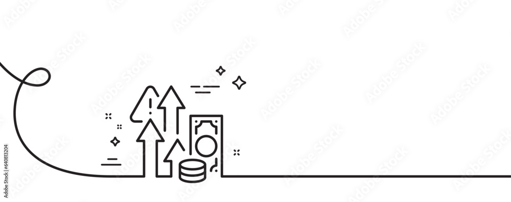Aufkleber inflation line icon. continuous one line with curl. currency rate increase sign. rise in price symbo