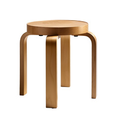 Fototapeta premium Wooden stool isolated on transparent background. Stool crafted from Rich wood. Concept of furniture and interior.