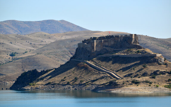 Pertek Castle, located in Tunceli, Turkey, was built in the 12th century.