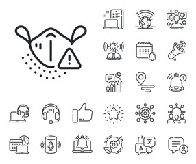 Safety breathing respiratory mask sign. Place location, technology and smart speaker outline icons. Medical mask line icon. Coronavirus face protection symbol. Medical mask line sign. Vector