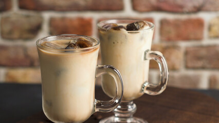 Iced coffee in glass jars