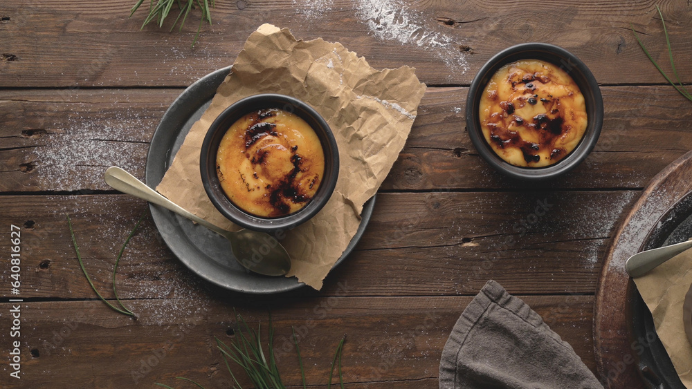 Wall mural bowls with creme brulee