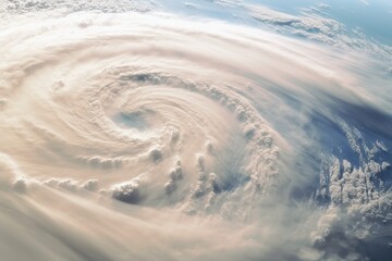 Obraz premium A large typhoon or cyclone in the earth atmosphere seen from space.
