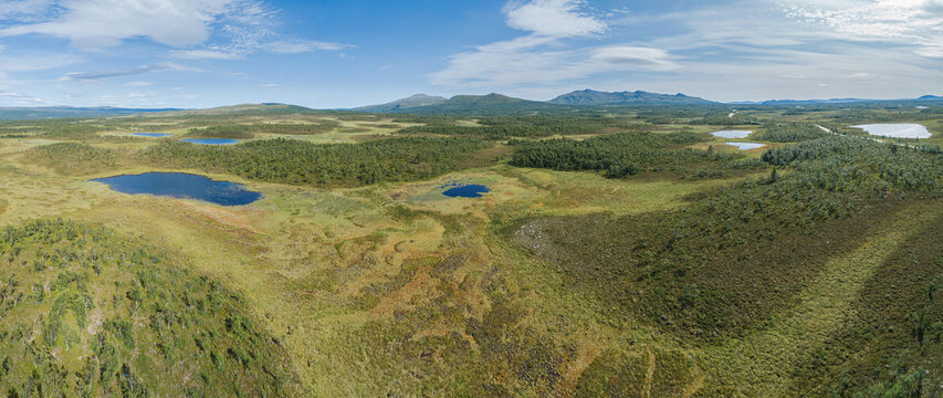 Aerial view on the Flatruet fj&auml;ll, a high altitude plateau in the mountains of central Sweden