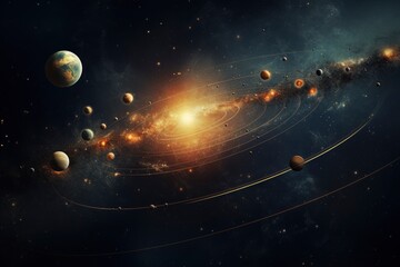 An artist's interpretation of the solar system created with Generative AI technology