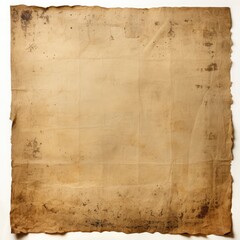 An aged parchment on a pristine white backdrop created with Generative AI technology