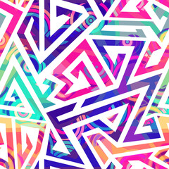 Colorful maze lines. Seamless pattern