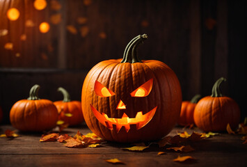 Halloween scene spooky Pumpkin with Lights