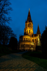 Saint fin barres Anglican cathedral in Cork Ireland in the evening
