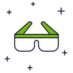 Filled outline 3D cinema glasses icon isolated on white background. Vector