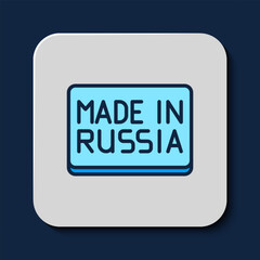 Filled outline Made in Russia icon isolated on blue background. Vector