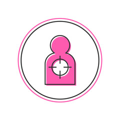 Filled outline Human target sport for shooting icon isolated on white background. Clean target with numbers for shooting range or shooting. Vector
