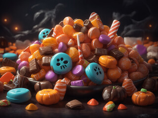Halloween candies in bowl