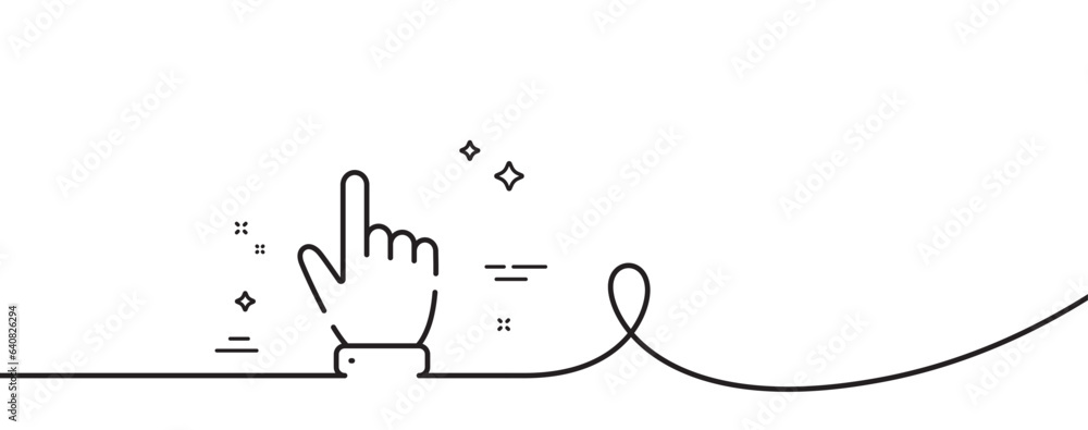 Aufkleber hand cursor line icon. continuous one line with curl. click action sign. finger pointer symbol. curs