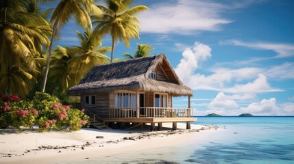 Fototapeta premium A Cabin in a tropical island in the middle of the ocean