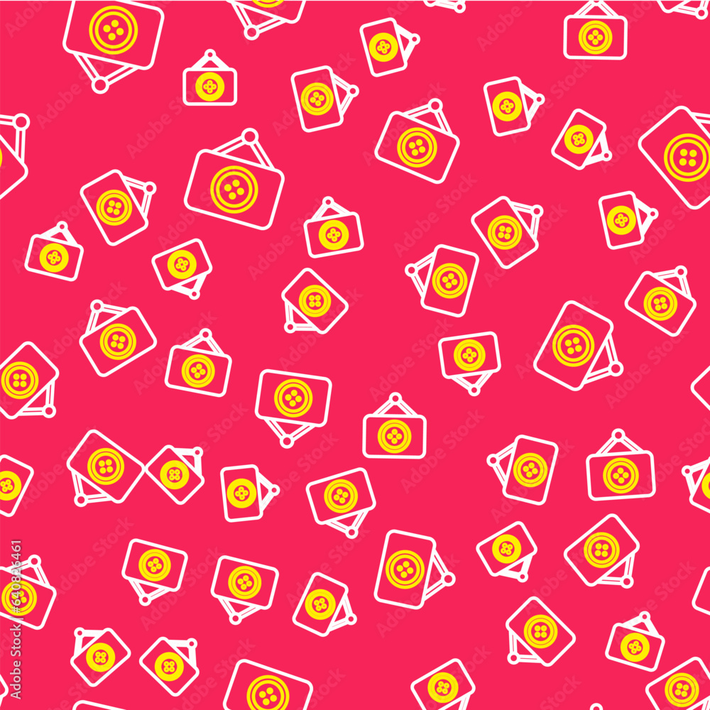 Poster line tailor shop icon isolated seamless pattern on red background. vector