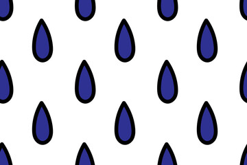 Cartoon water drops. Rain. Nature elements. Autumn. Season. Tears, teardrops. Trendy, stylish, fashionable, seamless vector pattern for design and decoration.