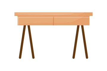 Wooden desk. Isolated flat vector illustration