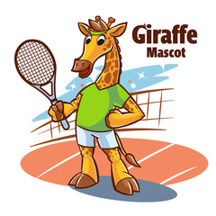 giraffe logo mascot play tennis - 640827420