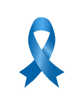 Realistic blue ribbon, world prostate cancer day symbol in november, vector illustration.