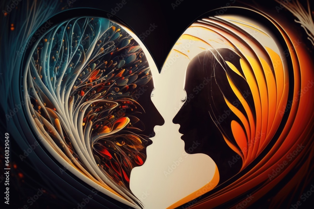 Poster conceptual image of two people in the form of heart