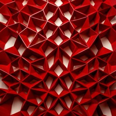 Background of red multicolored triangles symmetric pattern texture. Beautiful pattern in bright ruby colors for design. 3d illustration of a pattern for the desktop. Wallpapers.