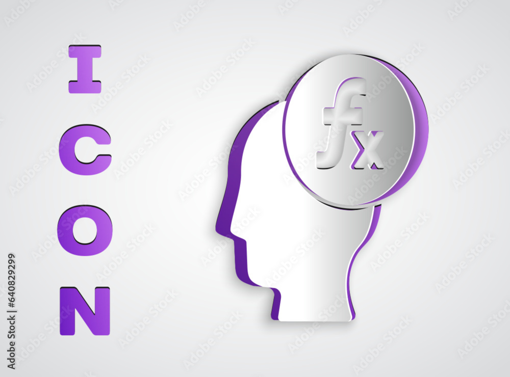 Aufkleber paper cut function mathematical symbol icon isolated on grey background. paper art style. vector