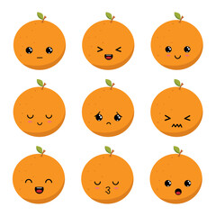 set of kawaii oranges