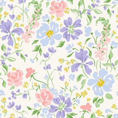 Vector beautiful seamless pattern with flowers
