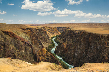 The headwaters of the Charyn River, which flows through the Charyn Canyon in Kazakhstan in the Almaty region.
