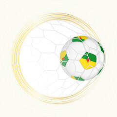 Football emblem with football ball with flag of French Guiana in net, scoring goal for French Guiana.