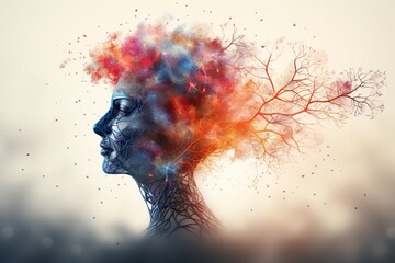 Abstract of person with alzheimer sickness. Generative AI.