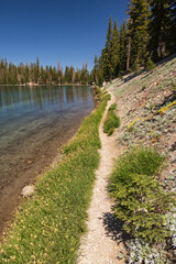 Hiking trail along Terrace Lake at Lassen Volcanic National Park, California