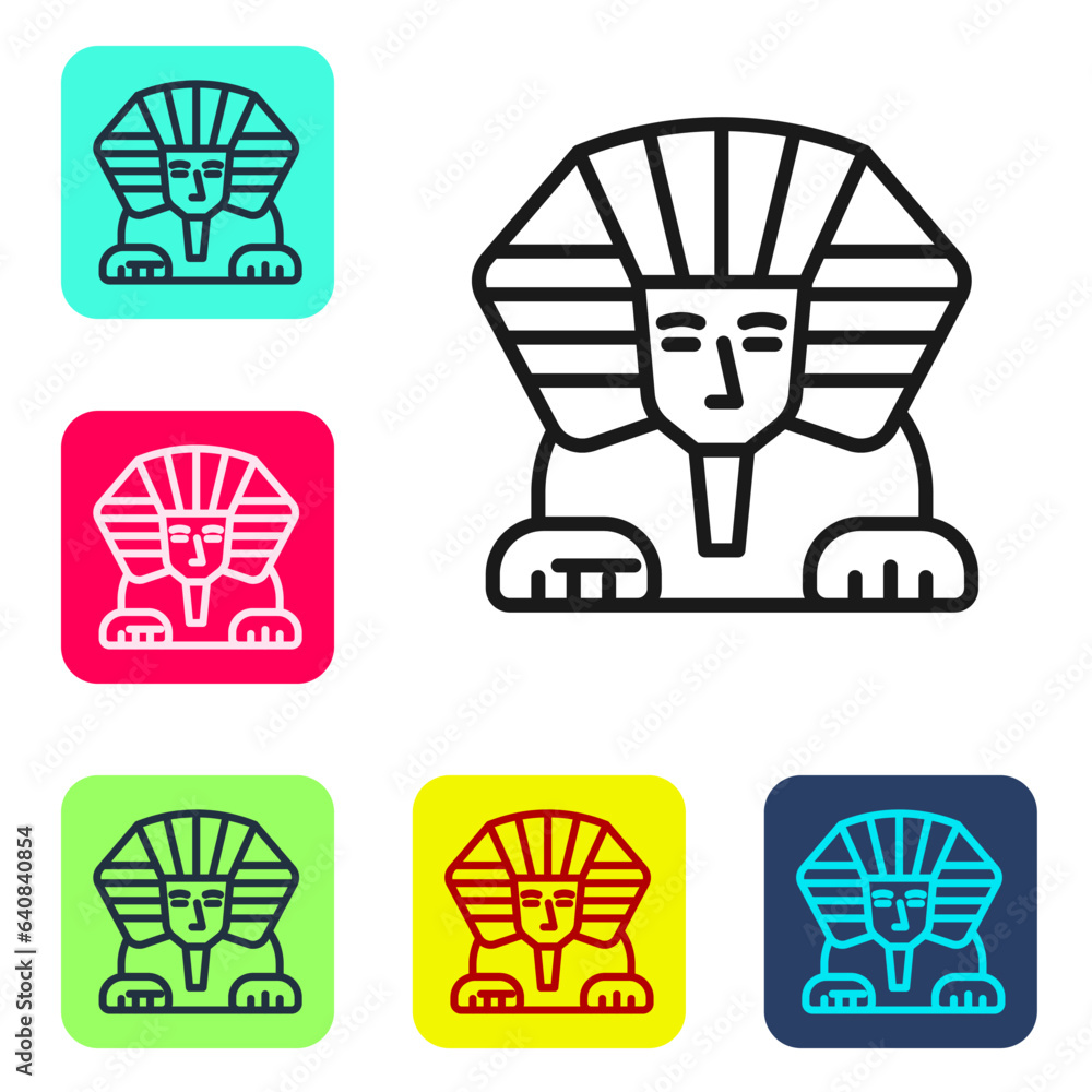 Poster black line sphinx - mythical creature of ancient egypt icon isolated on white background. set icons 