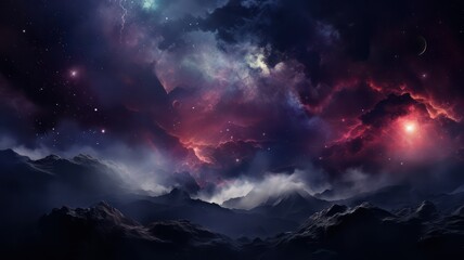 Fototapeta premium Nebula background created with Generative AI