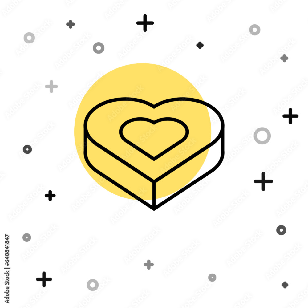 Poster black line candy in heart shaped box icon isolated on white background. valentines day. random dynam