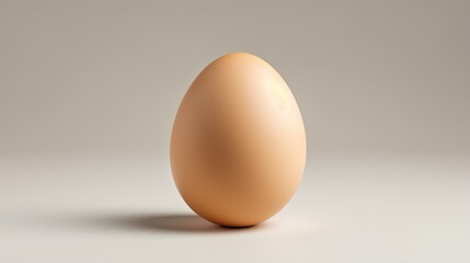 An image of a single egg placed on a white background and casting a thin shadow.