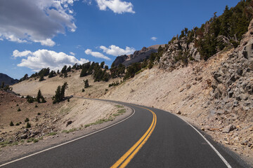 Road through Lassen Volcanic National Park, California