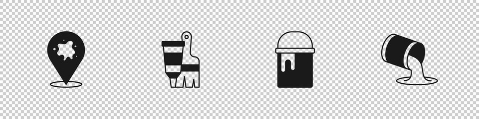 Fototapeta premium Set Paint spray, Tube with paint and brush, bucket and icon. Vector