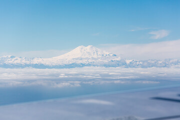 Fototapeta na wymiar Double peak of Mount Elbrus