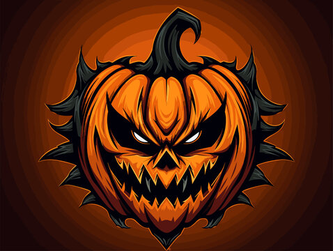 vector monster pumpkin halloween vector illustration